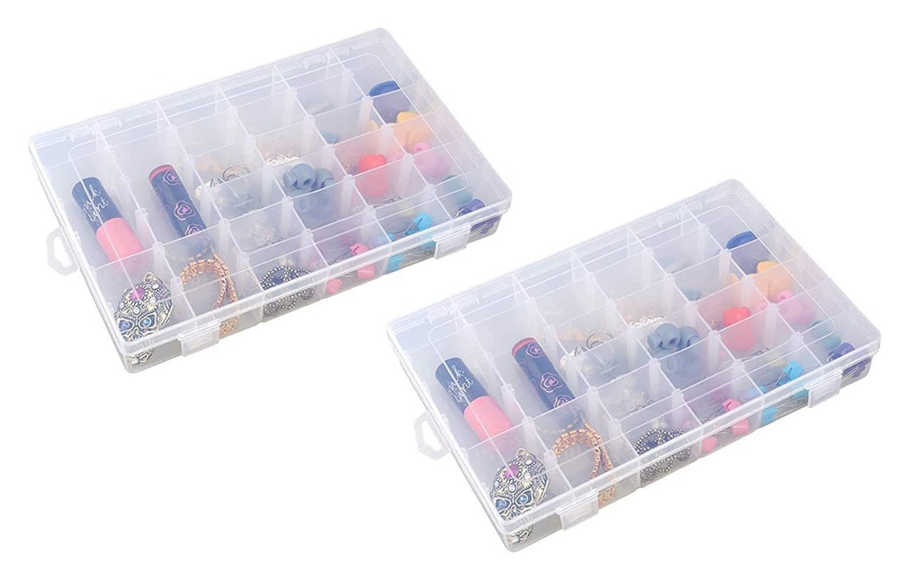 36 Grid Multipurpose Plastic Storage Box - Transparent Plastic, Customizable Dividers For Storing Jewelry, Diy Kits, Medicines And More | Portable Locking Design, Easy Organization Of Small Items
