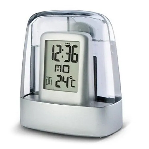 Silver 16X12X7Cm Water Powered Digital Alarm Clock