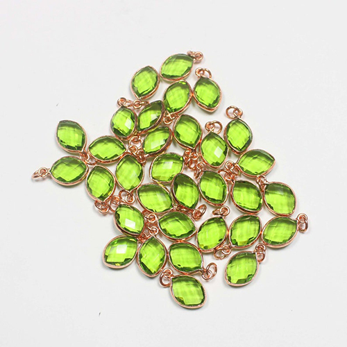 Charms Peridot Quartz Gemstone Gold Vermeil Marquise Shape 9x12mm Pendant