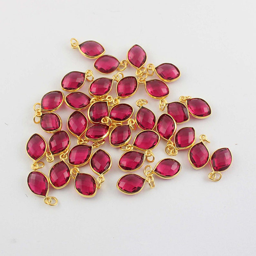 Ruby Light Quartz Gemstone Gold Vermeil Marquise Shape 9x12mm Pendant - Jewelry Type: Charms
