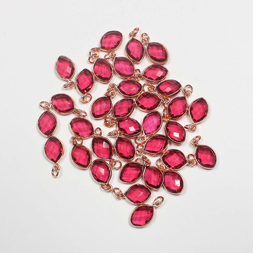 Ruby Light Quartz Gemstone Gold Vermeil Marquise Shape 9x12mm Pendant - Jewelry Type: Charms