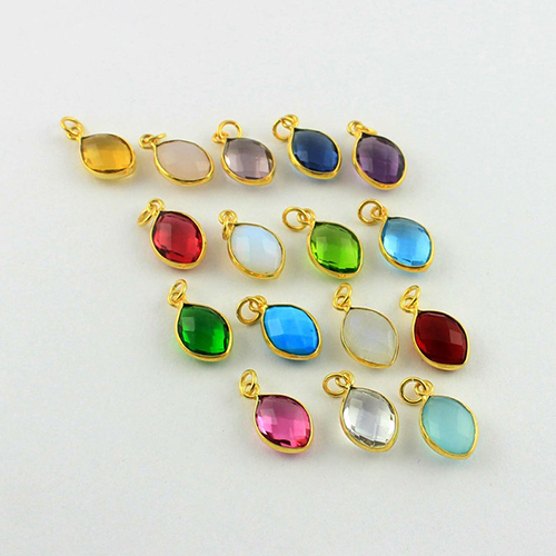 Charms Gemstone Gold Vermeil Marquise Shape 9x12mm Pendant