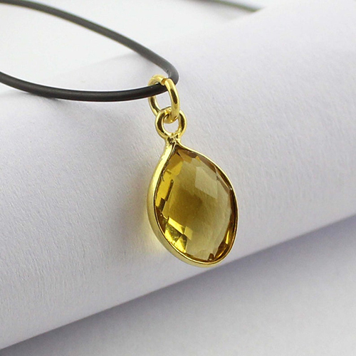 Charms Gemstone Gold Vermeil Marquise Shape 9x12mm Pendant