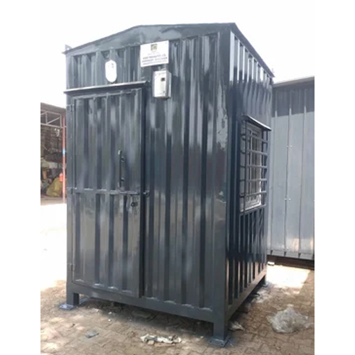 Security Guard Cabin - MS Material, 7 Feet Height, 8x8 Feet Size, Color Coated | PVC Door, Sliding Windows
