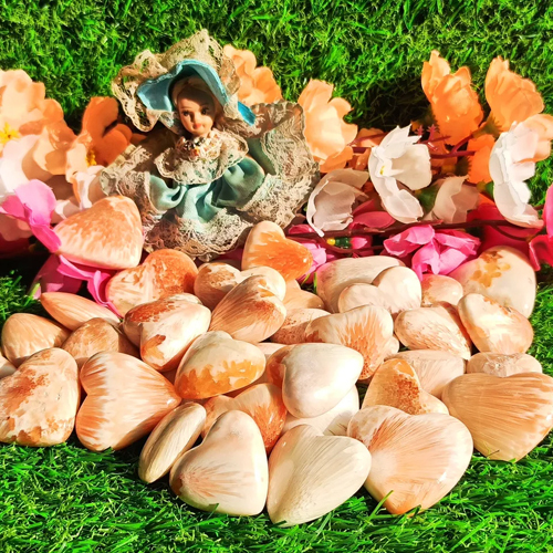 प्राकृतिक गुलाबी स्कोलेसाइट हार्ट शेप हीलिंग क्रिस्टल आकार: विभिन्न आकार