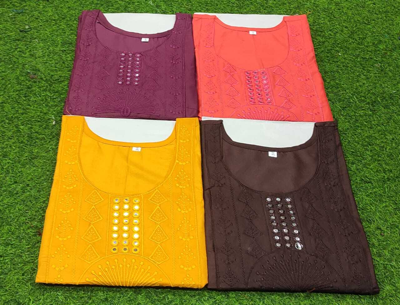 Rayon Kurti - 3xl/4xl Big Size Mix Color | Full Sleeves Embroidered Pattern Breathable & Washable Fabric For All Season