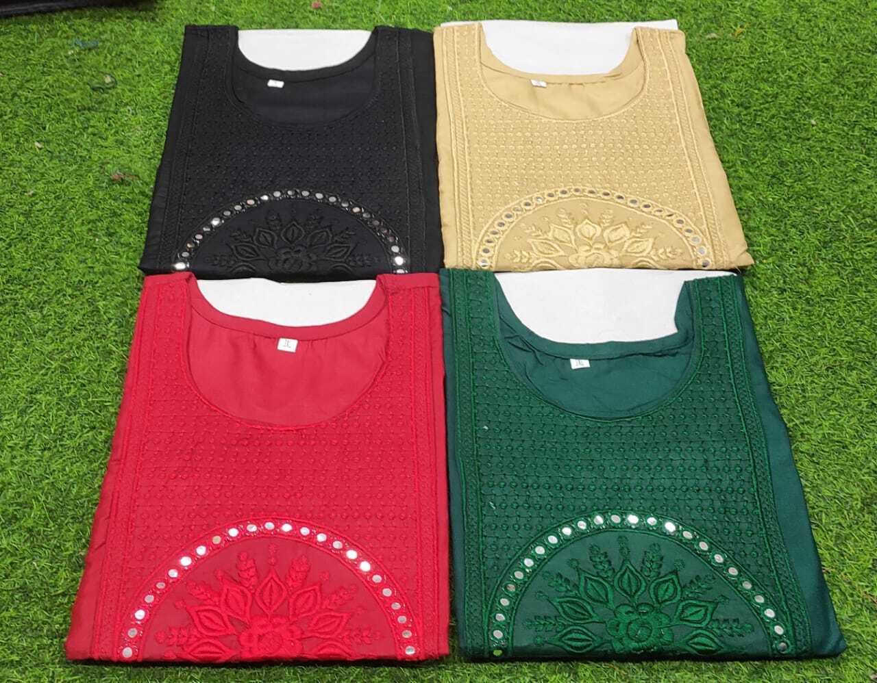 Rayon Kurti - 3xl/4xl Big Size Mix Color | Full Sleeves Embroidered Pattern Breathable & Washable Fabric For All Season