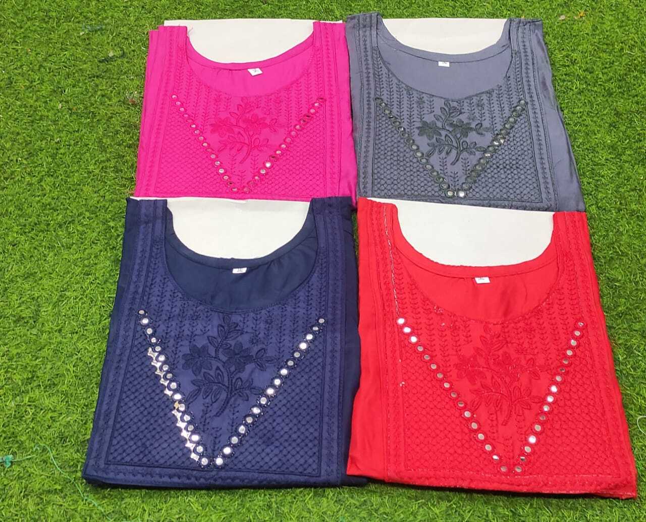 Rayon Kurti - 3xl/4xl Big Size Mix Color | Full Sleeves Embroidered Pattern Breathable & Washable Fabric For All Season