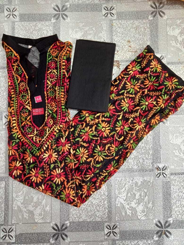 Lucknowi Latest Georgette Kurti With Inner And Dupatta Febric Multi Thread Full Jaal Work Embroidry Bust Size: 38 Inch (In)