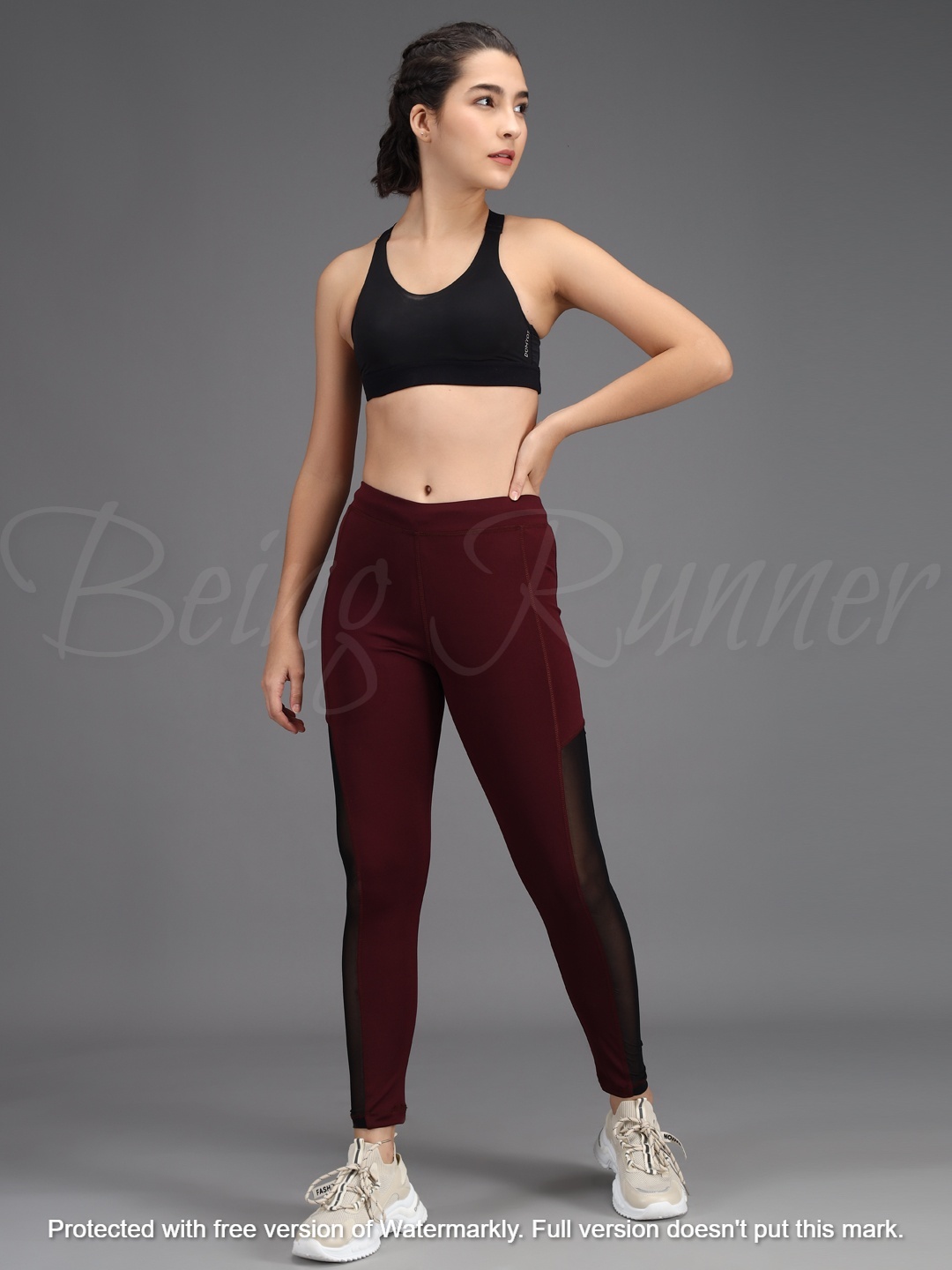 Being Runner Trendy Women Mesh Net Yoga Tights With Pocket - Spandex, Slim Fit, Cool Max Fabric, 4 Way Lycra, Summer Sportswear | Customizable Logo, Mesh Net Design