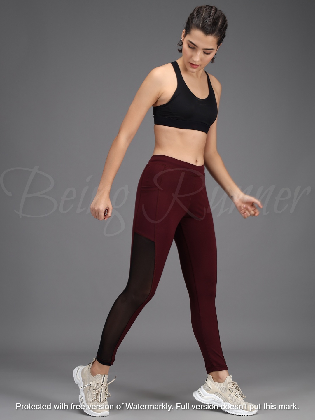 Being Runner Trendy Women Mesh Net Yoga Tights With Pocket - Spandex, Slim Fit, Cool Max Fabric, 4 Way Lycra, Summer Sportswear | Customizable Logo, Mesh Net Design