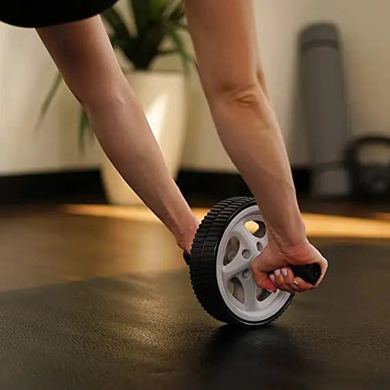 Ab Roller Wheel For Abs Workouts - Abs, Pvc, Steel | Yellow, Foam Handles, Dual Wheels, Portable Design, Smooth Rolling, Stability Features
