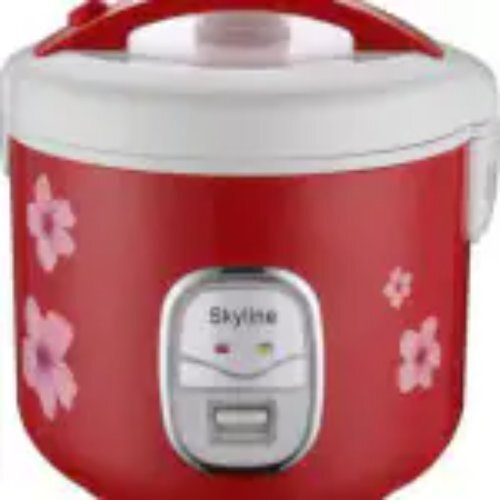 Red Electric Rice Cooker With Steaming Feature