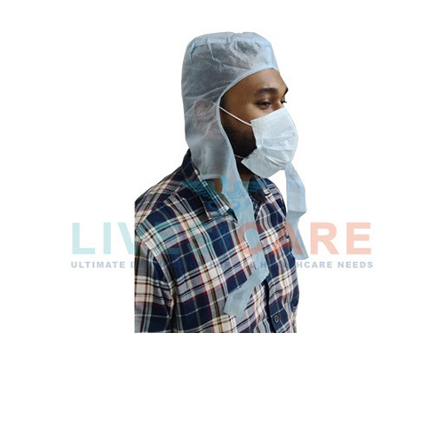 टाई बेल्ट के साथ व्हाइट डिस्पोजेबल हुड कैप