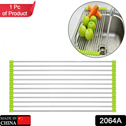 Miao Steward Foldable Over-The-Sink Dish Drying Rack - Stainless Steel & Silicone (16.54" X 12.8")