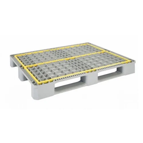 ग्रे-येलो फोर वे प्लास्टिक पैलेट