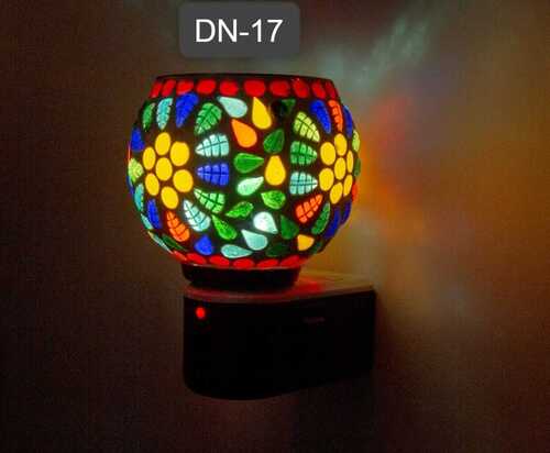 Electric Kapoordani with Night Lamp - Ceramic, Energy-Saving, Round Shape, Red-White Color | Elegant Handcrafted Design, Metalwork with Beads