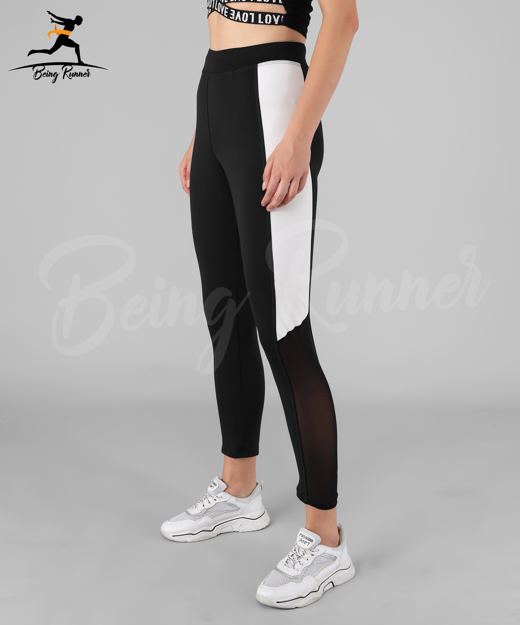 Being Runner - Spandex 4 Way Lycra, Custom Sizes Available | Stylish Black Mesh Net Yoga Pants With Pocket, Slim Fit Design, Perfect For Summer Workouts