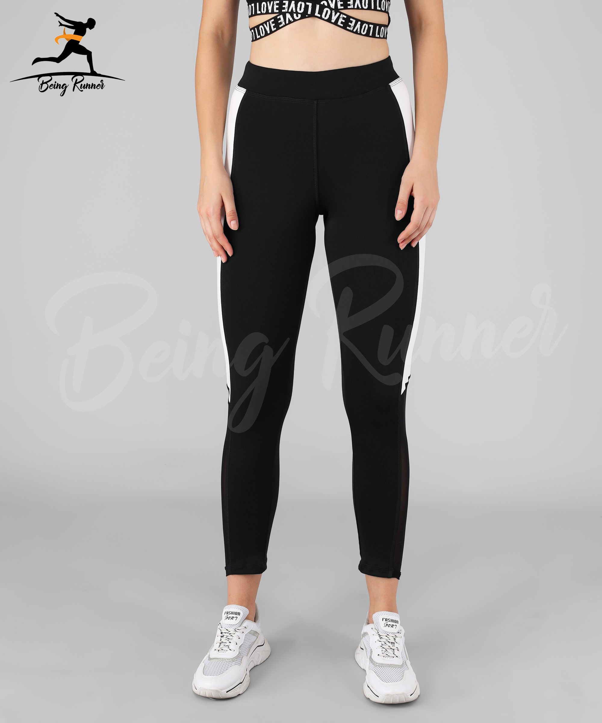 Being Runner - Spandex 4 Way Lycra, Custom Sizes Available | Stylish Black Mesh Net Yoga Pants With Pocket, Slim Fit Design, Perfect For Summer Workouts