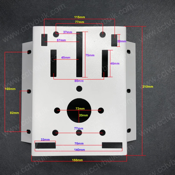 Cctv Ptz Corner Stand - Metal, 175x155x105mm, White, 2mm Thickness, Supports 4 & 7 Inch Dome Cameras, Max Weight 25kg