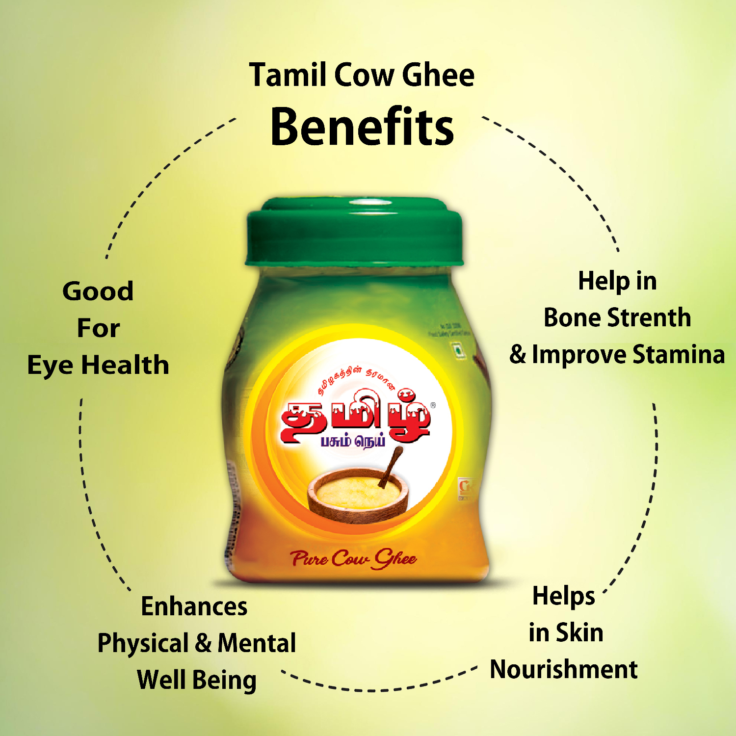 Organic Pure Cow Ghee - 1 Ltr Agmark Certified Rich In Vitamin A Light Yellow Color Raw Milk Processed 6 Months Shelf Life
