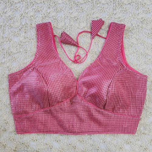 पिंक शॉर्ट स्लीव्स ब्लाउज