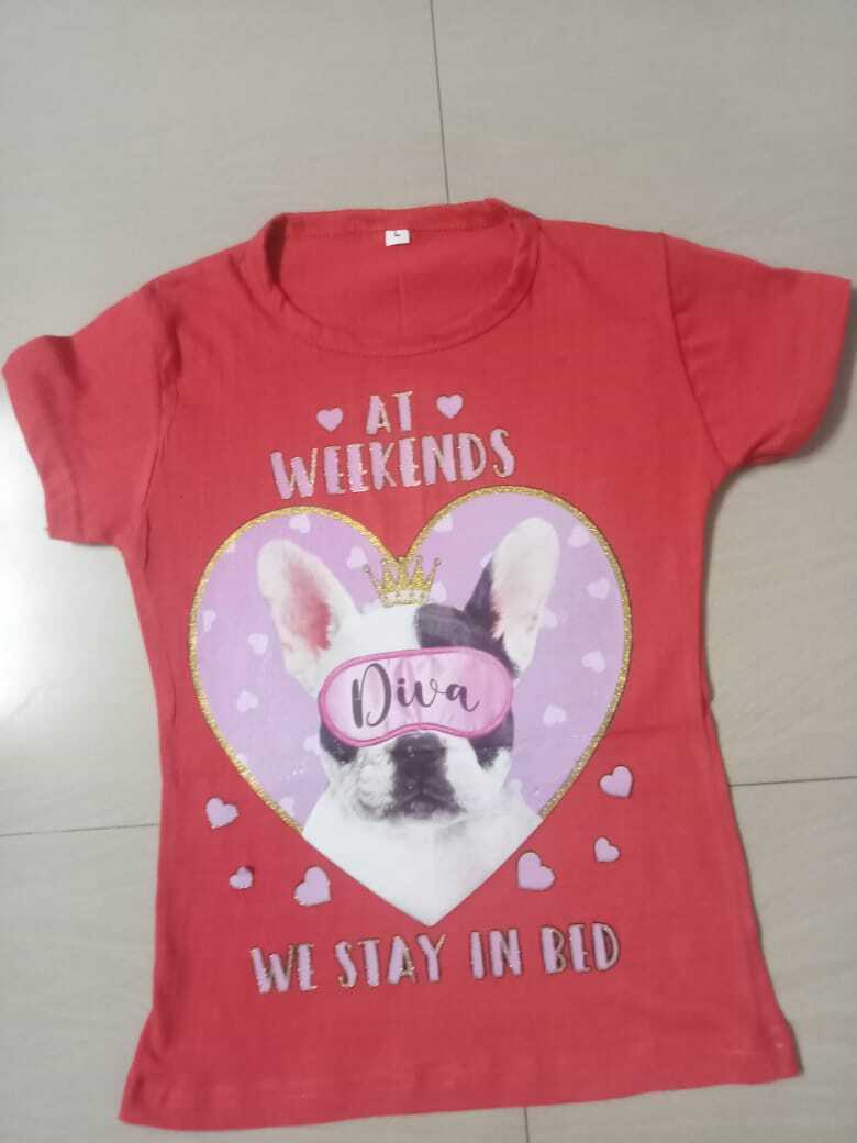 Girls Premium Tops - Cotton Blend, Sizes S/m/l | Breathable, Washable, Short Sleeves, Printed Pattern, Modern Style, Mix Color