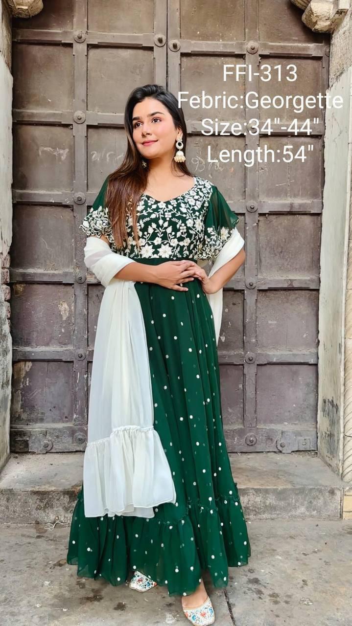 Georgette Green Kurti