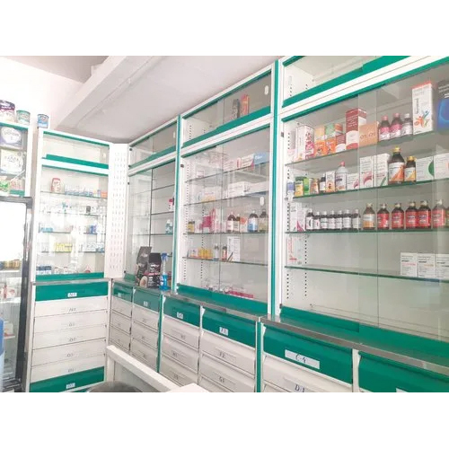 Steel Pharmacy Store Glass Rack