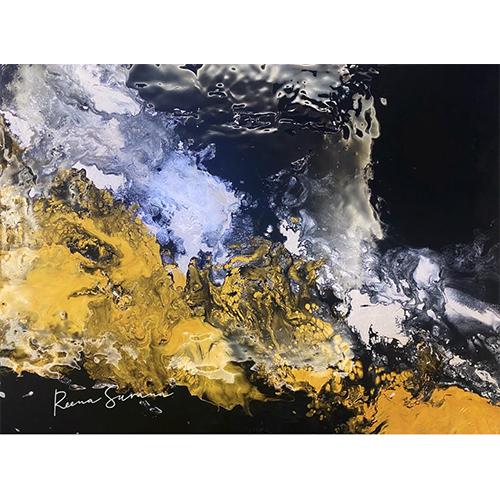 हाथ से पेंट की गई ऐक्रेलिक पोर पेंटिंग 18X24