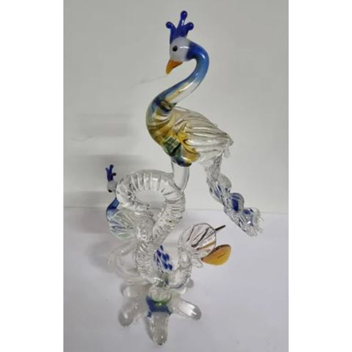 Transparent Decorative Peacock Glass Statue
