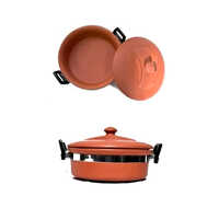 ब्राउन 2Ltr स्टाइलिश फैंसी मिट्टी के ढक्कन वाली कड़ाही