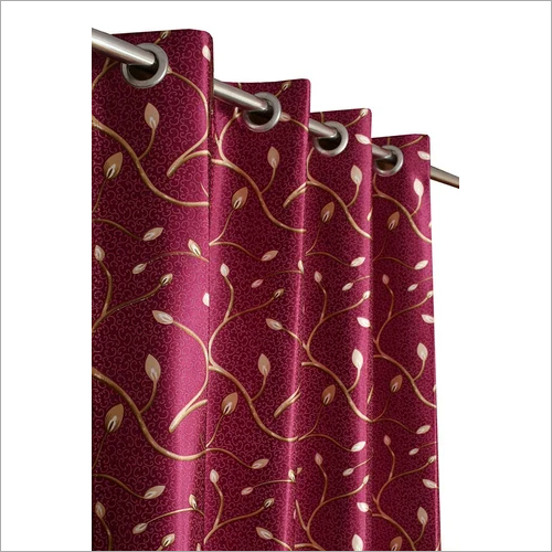 Heritage Curtains - Cotton Fabric, Maroon with Golden Leaf Motif | Modern Design, Woven Technique, Beaded Pattern for Stylish Home Decor