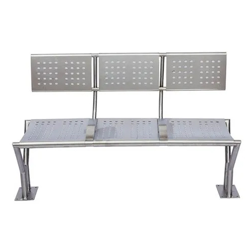 सिल्वर थ्री सीटर वेटिंग चेयर