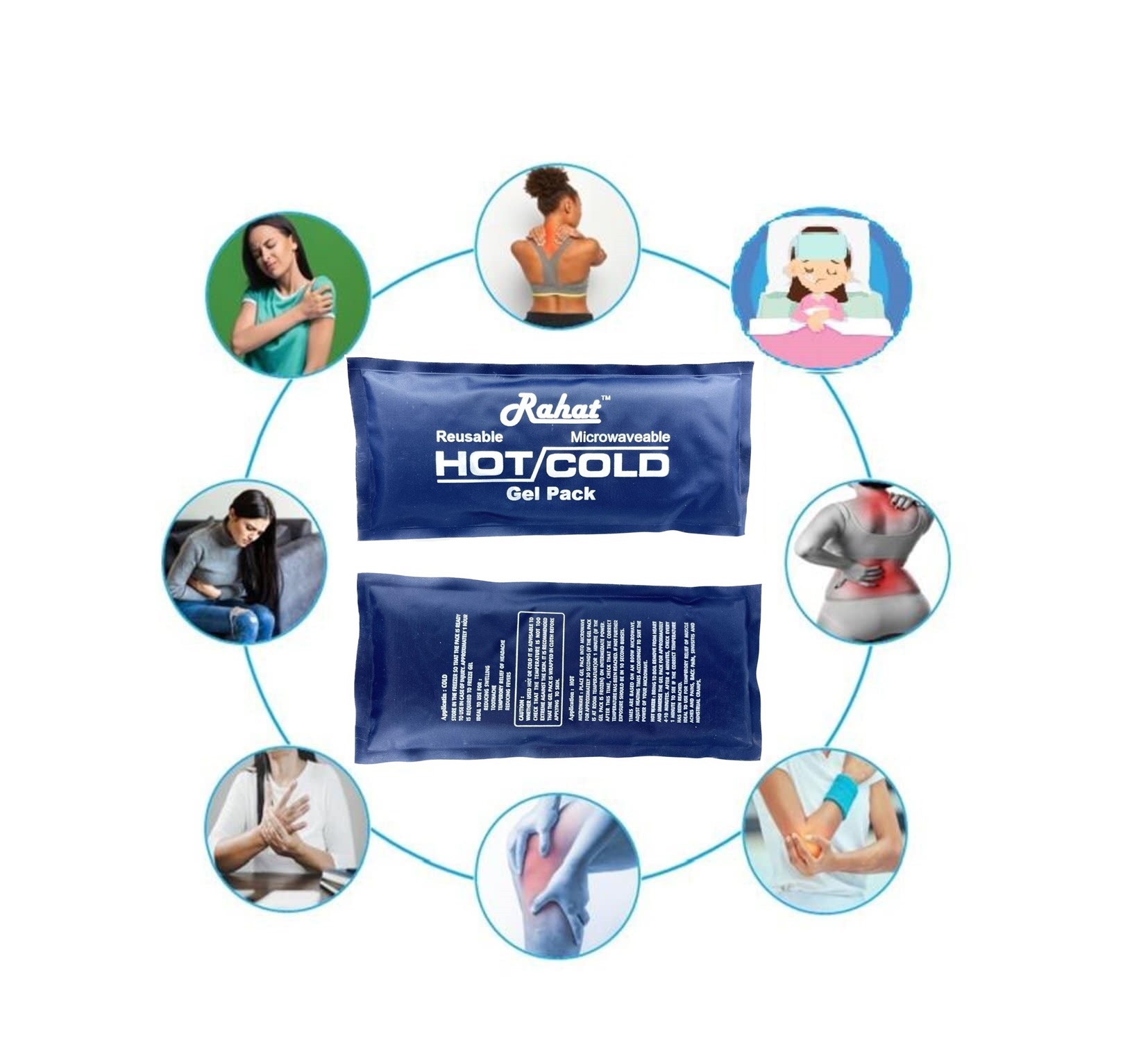 Hot And Cold Gel Pack - Navy Blue, 11x5 Inch | Stress Reduction Therapy Equipment, Pain Relief And Personal Care