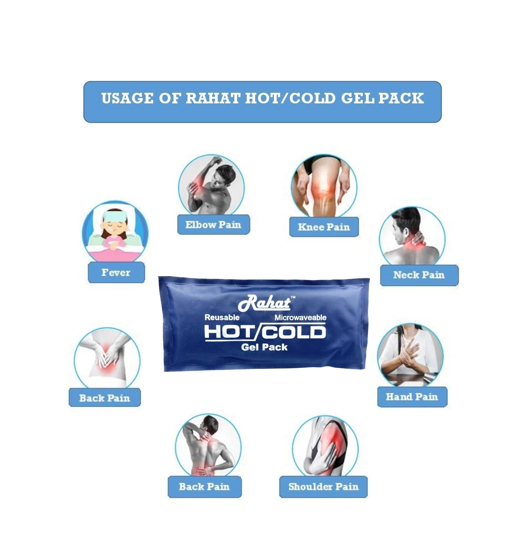 Hot And Cold Gel Pack - Navy Blue, 11x5 Inch | Stress Reduction Therapy Equipment, Pain Relief And Personal Care