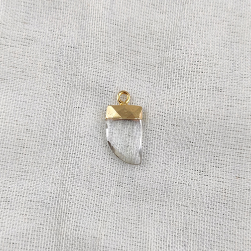 Same As Photo Crystal Quartz Gemstone Horn Shape 16x10mm Electroplated Charms