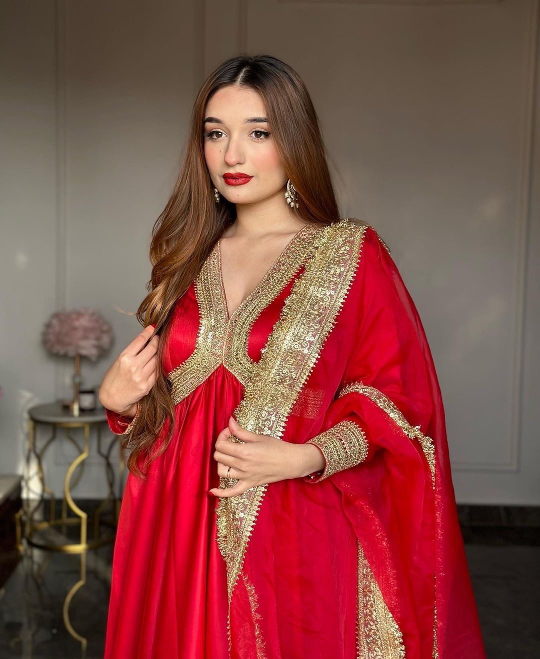 Red Anarkali Suitd