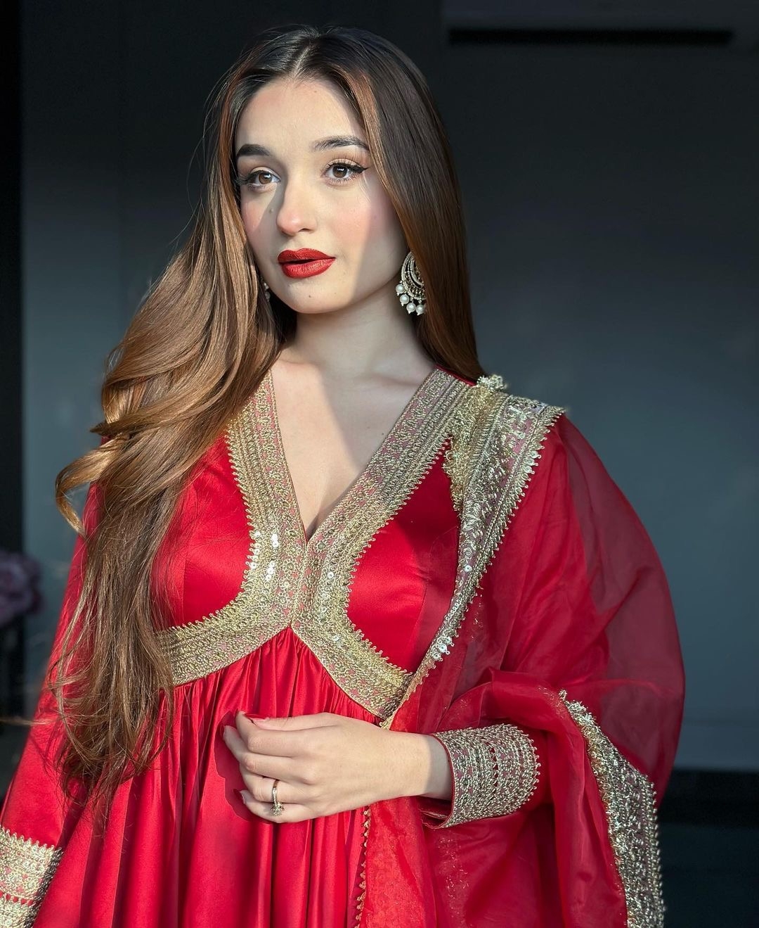 Red Anarkali Suitd