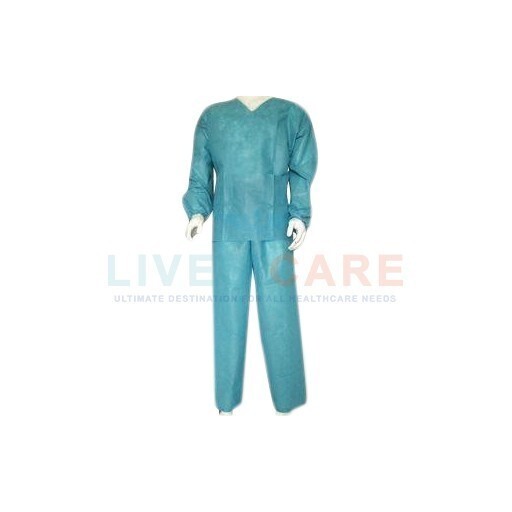 Disposable Scrub Suit - Spunbond Nonwoven Pp 40gsm Medical Blue & White Available | Two-piece Set For Hospital Use
