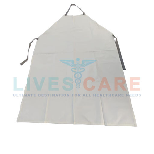 Plastic Reusable Apron - Pvc, 120cm Length, 80cm Width, White | Moisture Proof, Stain Resistant, Non-detachable Neckband And Fastening