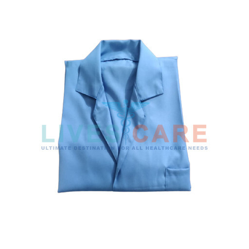 Lab Coats - Polyester Cotton Blend, Sizes S-xxl, Blue Color, Full Sleeves, Front Button Closure, Unisex With Multiple Pockets