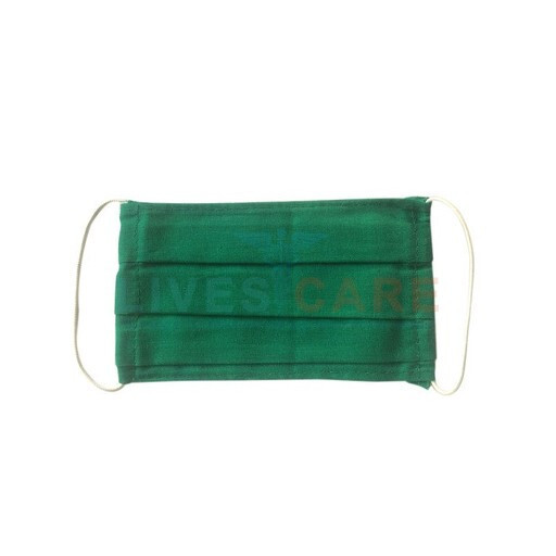 Cotton Surgical Mask - Cotton Blend, Washable & Reusable, Green | Elastic Ear Loop & Tie Type, Unisex Non Woven Style