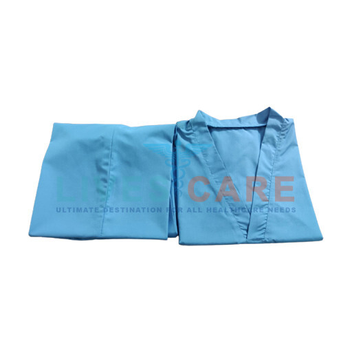 Surgical Scrub Suit - Polyester Viscose Material Unisex Sizes S-xxl Blue Color Half Sleeve With 2 Pockets | Set Contains Shirt & Pant V Neck Type