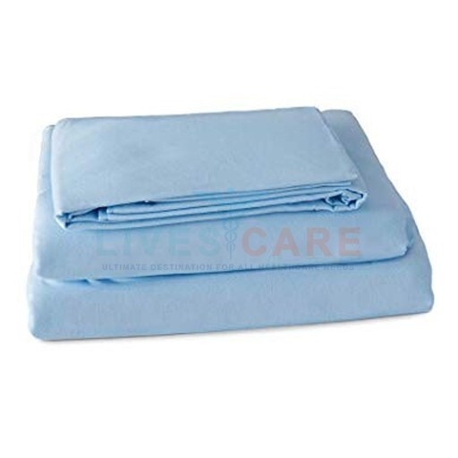 Hospital Bed Sheet - Polyester Cotton Mixed Fabric / 260 X 148cm, White / Green / Blue, Woven, Washable, Autoclavable & Reusable