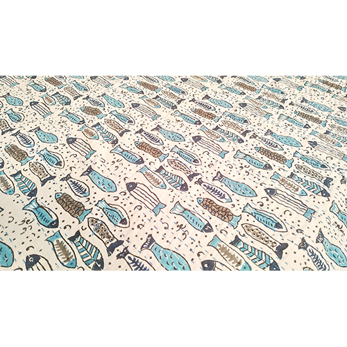 माइक्रोफाइबर फ़ैब्रिक फ़िश प्रिंट फुल ब्लैंकेट क्विल्टेड