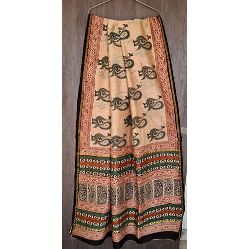 Silk Rajasthani Hand Block Bagru Printed Saree