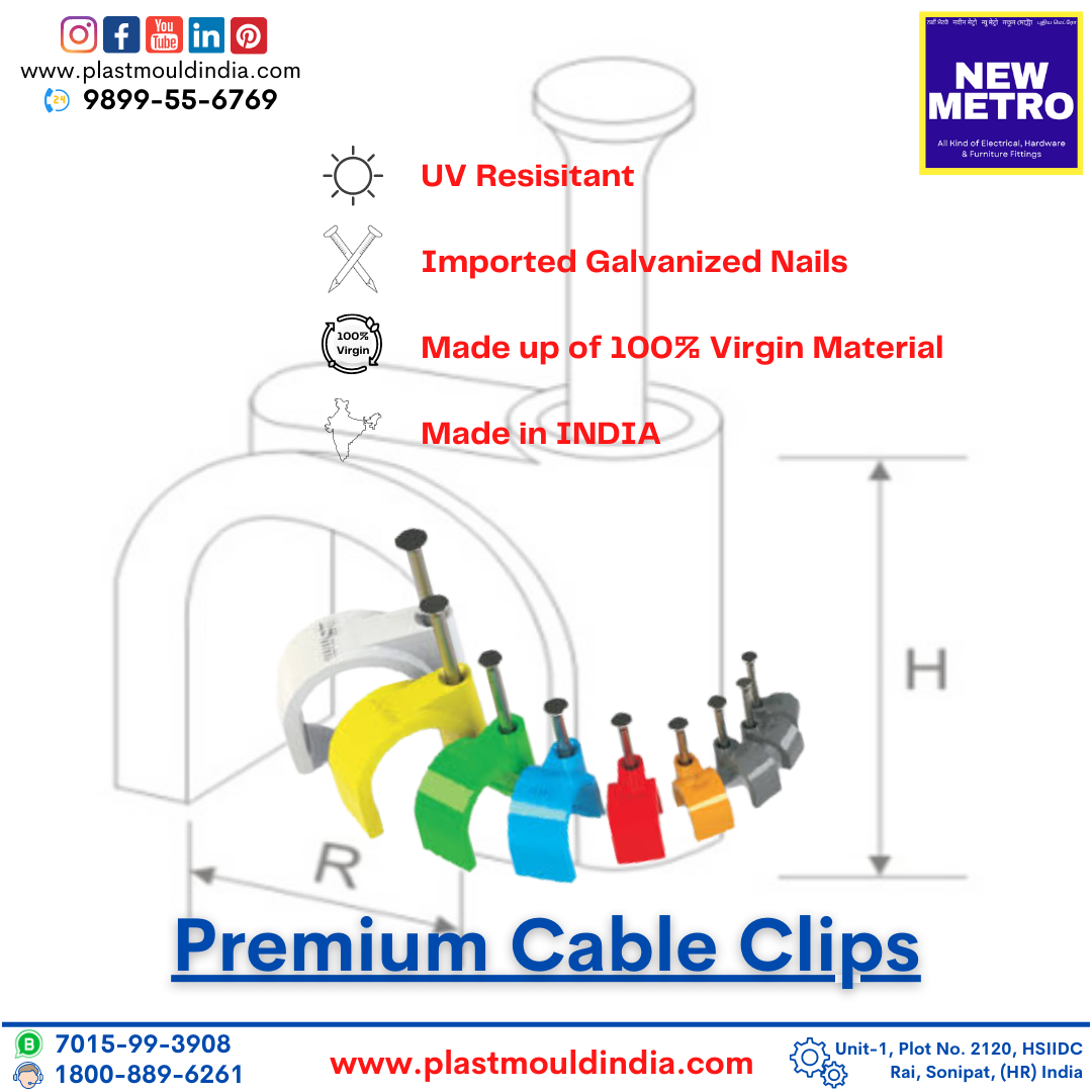 14mm Cable Clip - Plastic, U Shape, White | Unique Split Design For Maximum Grip, Anti-rotation Features, Ideal For Various Applications