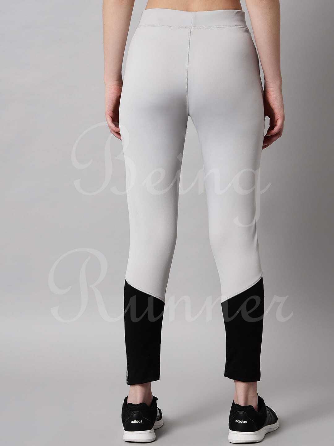 Being Runner Light Grey Women Yoga Pant And Tights With Pocket - Spandex, Multiple Sizes (S-xxxl) , Slim Fit, 4-way Lycra, Cool Max Technology, Solid Design