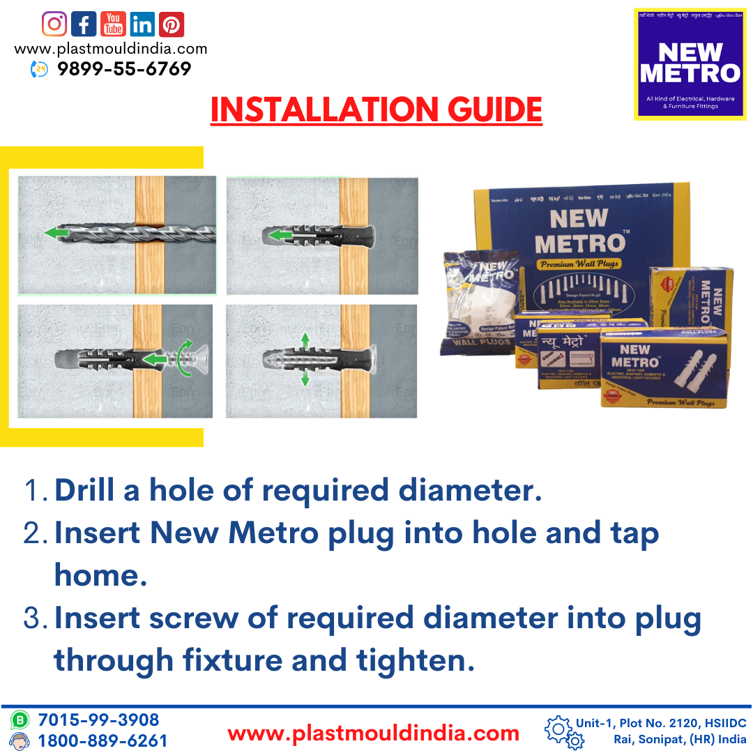 60 Mm Wall Plugs - High Density Polyethylene, 60 Mm Length, White And Grey Colors | Soft Material, Plastic Injection Molding Design, Expanding Anchor